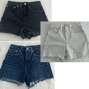 3 Madewell Curvy High Rise Shorts Size 24 (Black, Blue, and White)